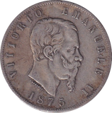 1875 SILVER 5 LIRA ITALY