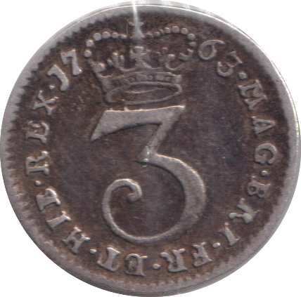 1763 MAUNDY THREEPENCE ( VF )