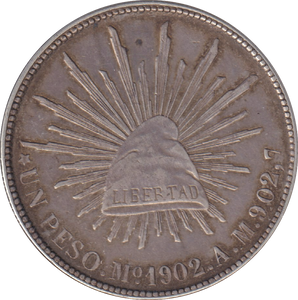 1902 SILVER 1 PESO MEXICO