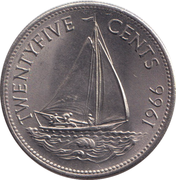 1966 25 CENTS BAHAMAS