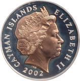 2002 SILVER PROOF TWO DOLLAR CAYMAN ISLANDS