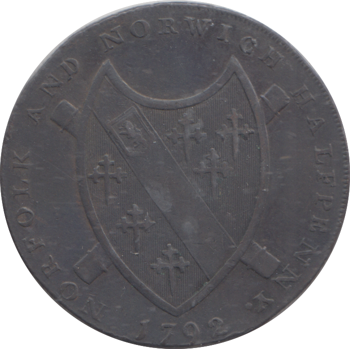 1792 NORWICH ARMS CASTLE HALFPENNY TOKEN