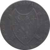 1792 NORWICH ARMS CASTLE HALFPENNY TOKEN
