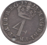 1713 HOLED MAUNDY FOURPENCE ( VF )
