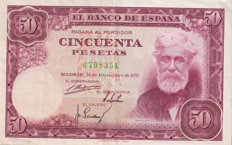 1951 50 PESTAS BANKNOTE SPAIN REF-1640