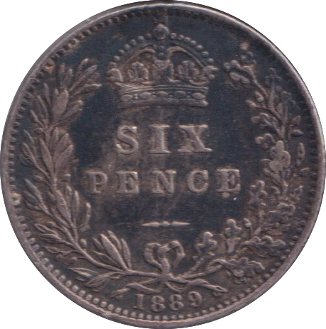 1889 SIXPENCE ( VF )