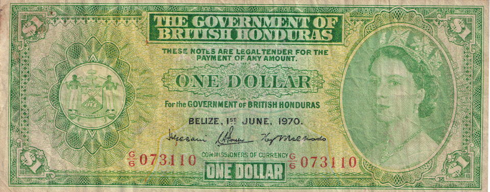 1970 BELIZE DOLLAR BANKNOTE REF-1678