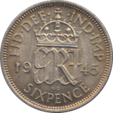 1945 SIXPENCE ( EF )