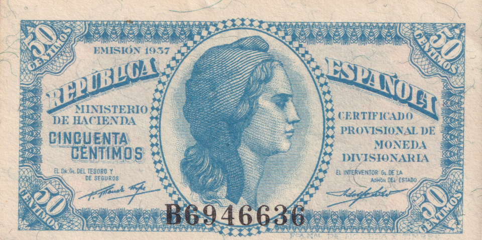 1937 50 PESTAS BANKNOTE SPAIN REF-1635
