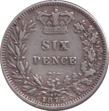1875 SIXPENCE ( VF )