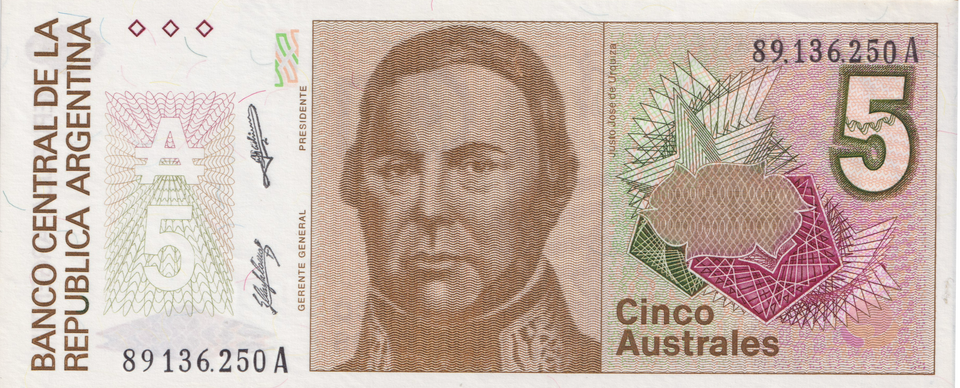 1985 ARGENTINA 5 AUSTRALES REF-1669