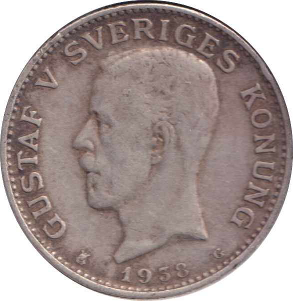 1938 SILVER 1 KRONA SWEDEN