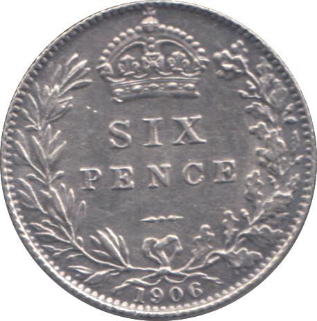 1906 SIXPENCE ( EF )