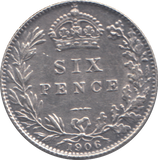 1906 SIXPENCE ( EF )