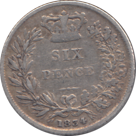 1834 SIXPENCE ( FINE )