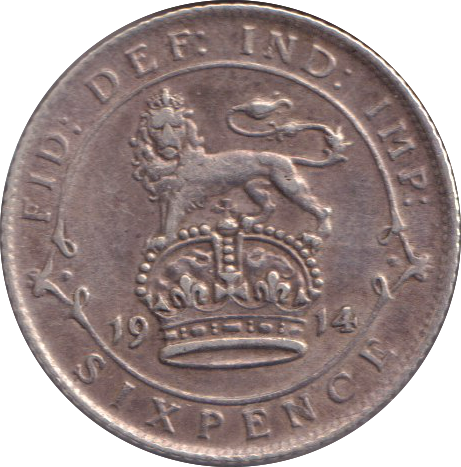 1914 SIXPENCE ( VF )