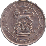 1914 SIXPENCE ( VF )