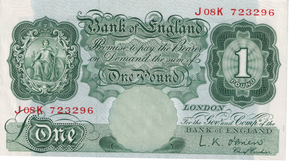 ONE POUND BANKNOTE BANK OF ENGLAND O'BRIEN £1-213
