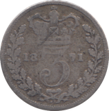 1871 THREEPENCE ( NF )