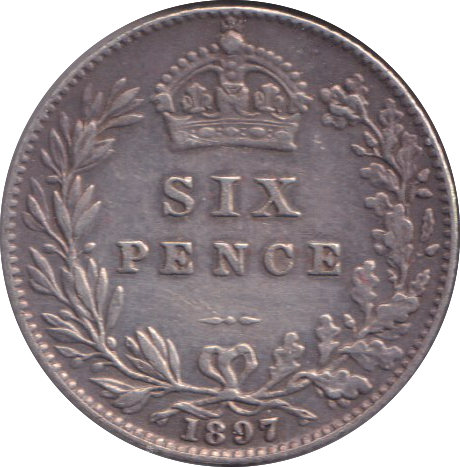 1897 SIXPENCE ( VF )