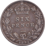1892 SIXPENCE ( GF )