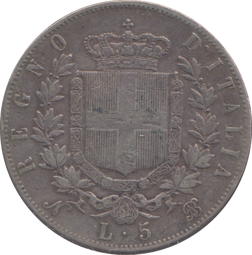1865 SILVER ITALY 5 LIRA