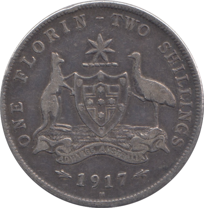 1917 SILVER AUSTRALIA FLORIN MELBOURNE MINT