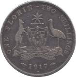 1917 SILVER AUSTRALIA FLORIN MELBOURNE MINT