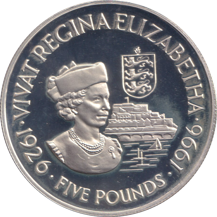 1996 SILVER PROOF FIVE POUNDS GUERNSEY