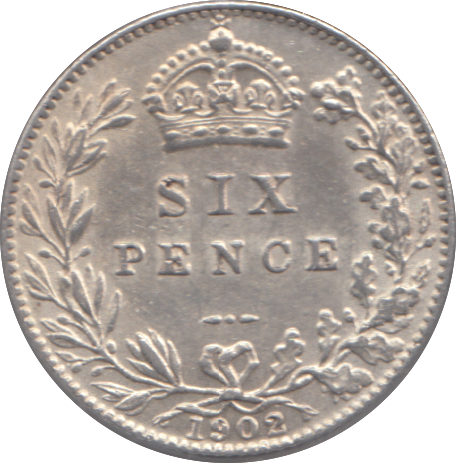 1902 SIXPENCE ( AUNC )