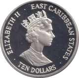 1993 SILVER PROOF TEN DOLLARS EAST CARIBBEAN STATES