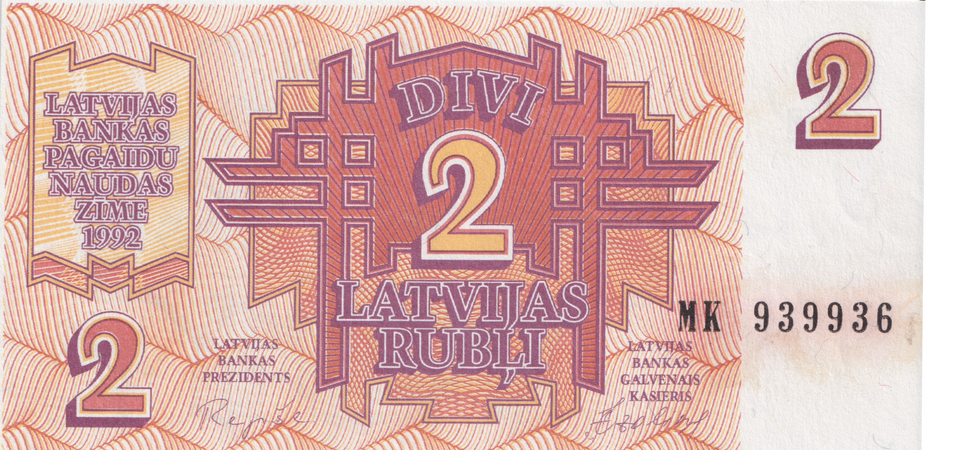 1992 LATVIA 2 RUBLI BANKNOTE REF-1687
