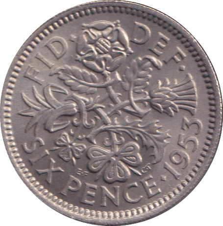 1953 SIXPENCE ( UNC )