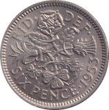 1953 SIXPENCE ( UNC )