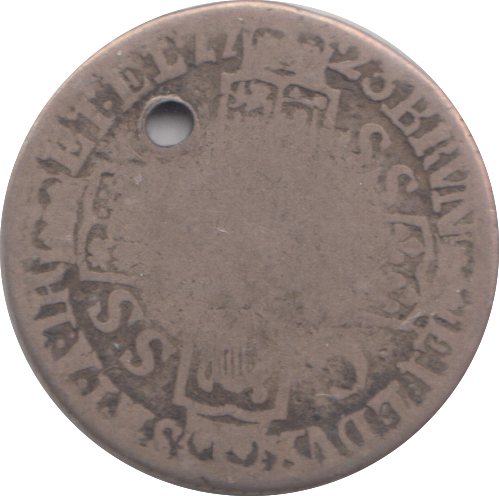 1723 HOLED SIXPENCE ( NF )