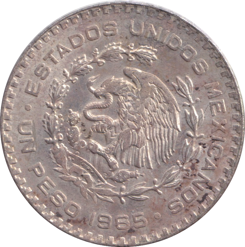 1965 SILVER 1 PESOS MEXICO