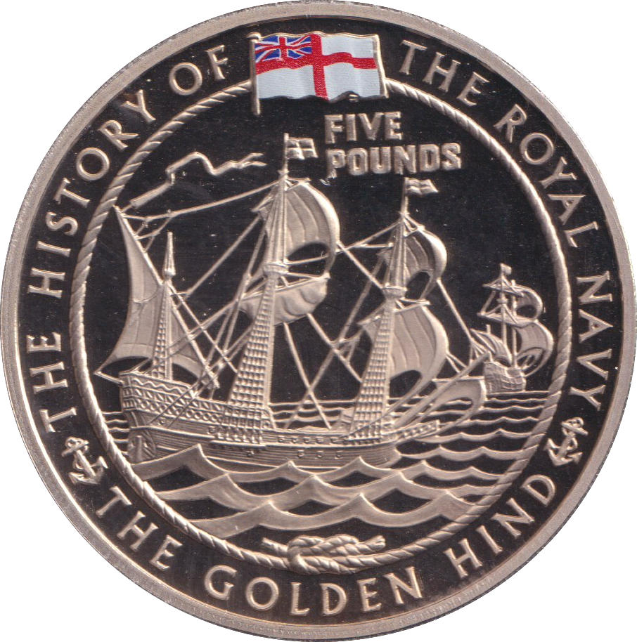 2009 THE GOLDEN HIND FIVE POUND BAILIWICK OF GUERNSEY