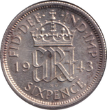 1943 SIXPENCE ( EF )