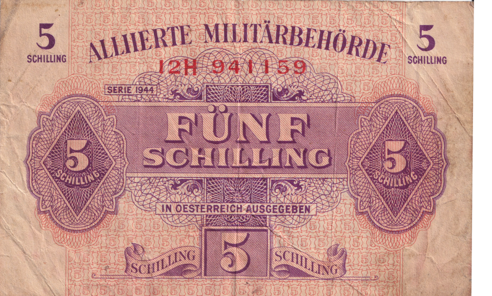 1944 AUSTRIA 5 SCHILLING BANKNOTE REF-1699