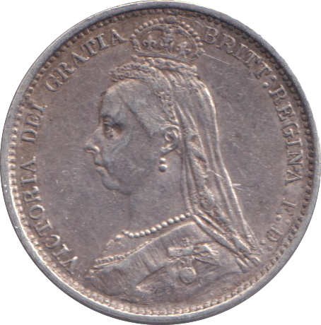 1887 SIXPENCE ( VF )