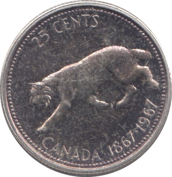 1967 SILVER CANADA 25 CENTS