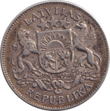 1923 SILVER TWO LATI LATVIA