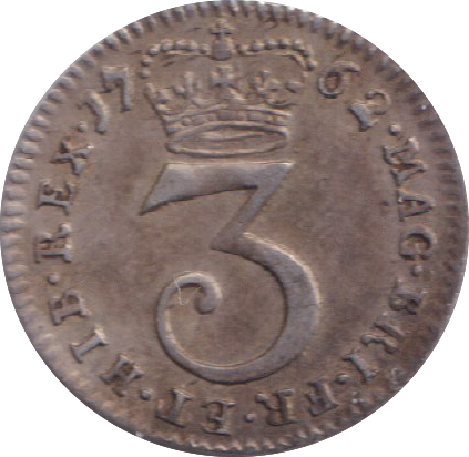 1762 MAUNDY THREEPENCE ( GVF )