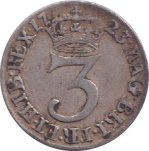 1723 MAUNDY THREEPENCE ( GVF )