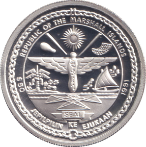 1991 SILVER PROOF FIFTY DOLLARS D. 520