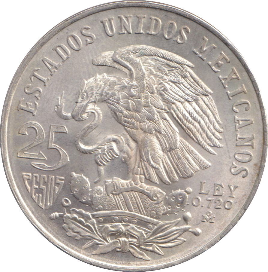 1968 SILVER 25 PESOS MEXICO