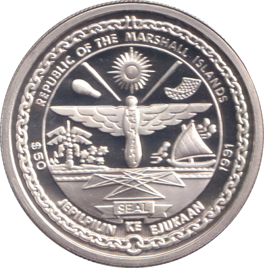1991 SILVER PROOF FIFTY DOLLARS IL 2 SHTURMOVIK