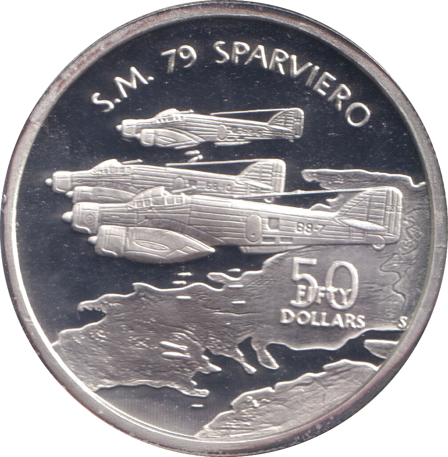 1991 SILVER PROOF FIFTY DOLLARS S.M. 79 SPARVIERO