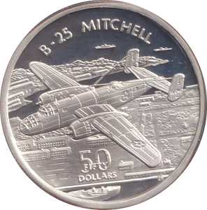 1991 SILVER PROOF FIFTY DOLLARS B-25 MITCHELL