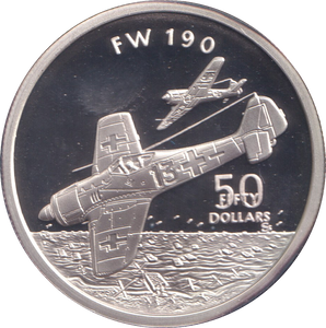 1991 SILVER PROOF FIFTY DOLLARS FW 190